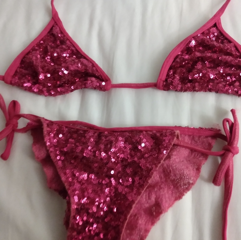 Magenta La Costanera Sequin Bikini! Brazalian Cut.